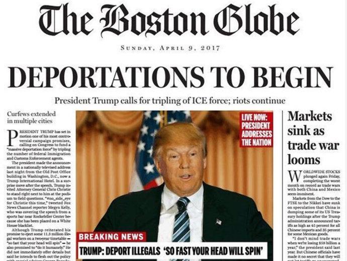 'The Boston Globe' publica capa simulando como seria Trump na Presidência dos EUA