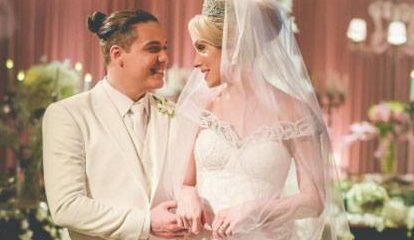 Wesley Safadão se casa de branco e mulher, de princesa