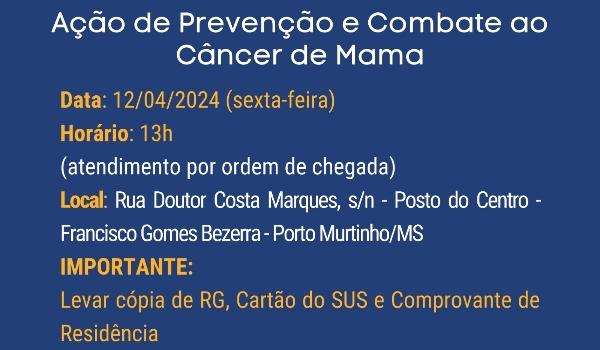 Grupo Onça Pintada realizará ação de prevenção e combate ao câncer de mama em Porto Murtinho