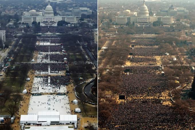 Fotos que mostram multidão em posse de Trump foram editadas