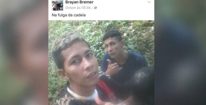 Criminoso em fuga posta foto em rede social