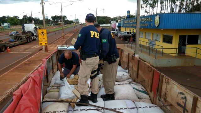 PRF apreende 6,8 toneladas de maconha em carga de feijão
