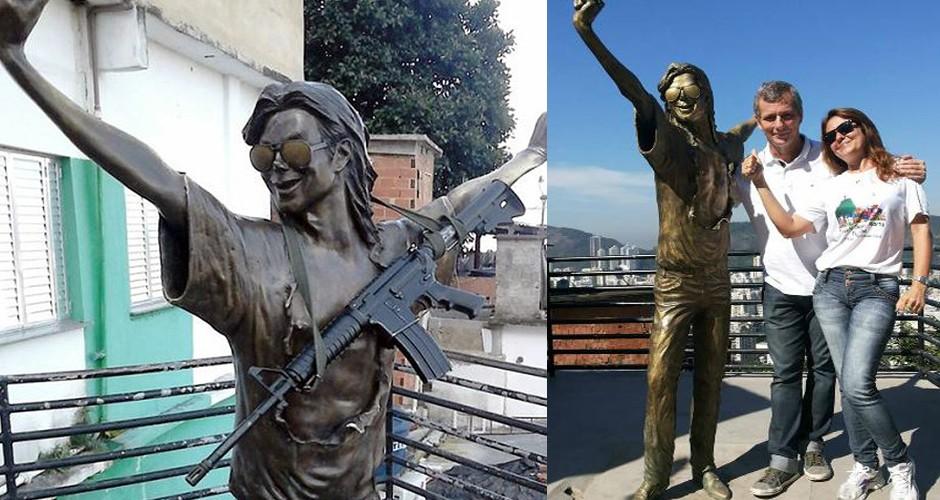 Fuzil na estátua de Michael Jackson no Rio entristece escultor