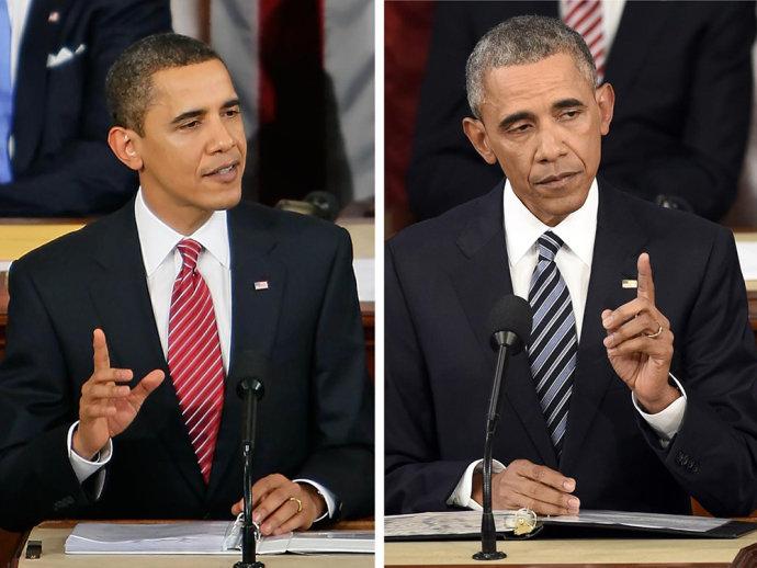 Obama: a voz é a mesma, mas os seus cabelos...