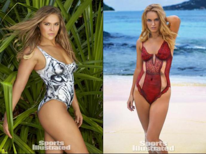 Ronda e Wozniacki vestem ‘maiô de tinta’ para revista