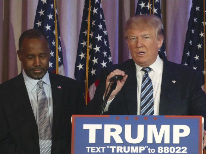 Ex-concorrente republicano Ben Carson declara apoio a Donald Trump