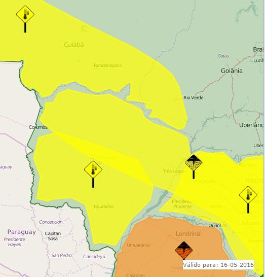 Instituto nacional emite alerta para frio em 56 cidades de MS