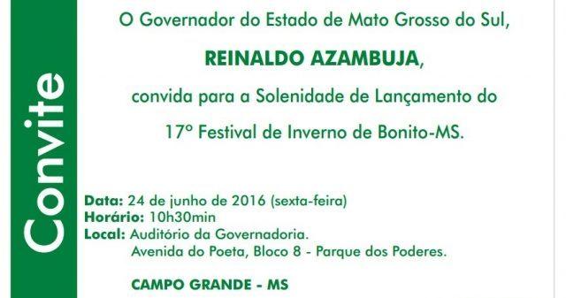 17º Festival de Inverno de Bonito será lançado nesta sexta-feira