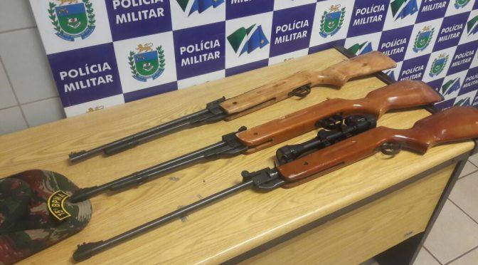 PMA prende assentado com três rifles de caça ilegais e munições