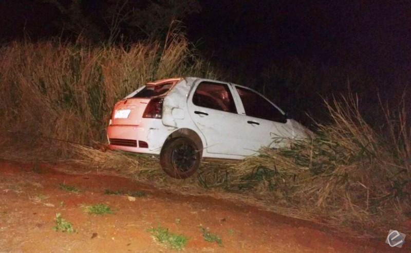 Motorista perde controle e capota depois de atropelar anta