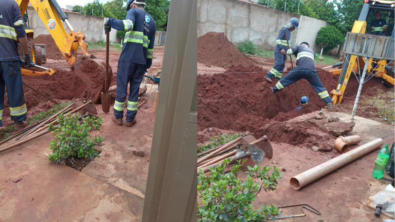 Trabalhador é socorrido após incidente em escavação de esgoto