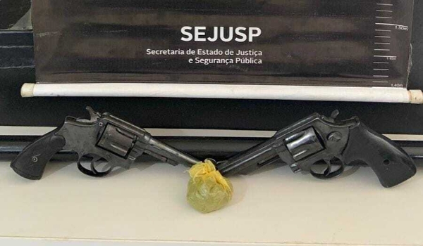 Flagrado com 2 revólveres em ônibus, passageiro termina viagem na prisão