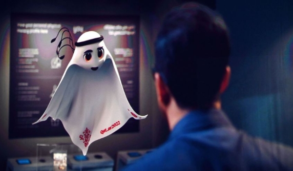 Inspirado em lenços de cabeça da cultura árabe, “La’eeb” é o mascote da Copa do Mundo