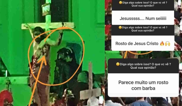 Quem viu? Ator faz encenação da paixão de cristo e fica impactado ao receber foto de suposta imagem com sangue teatral
