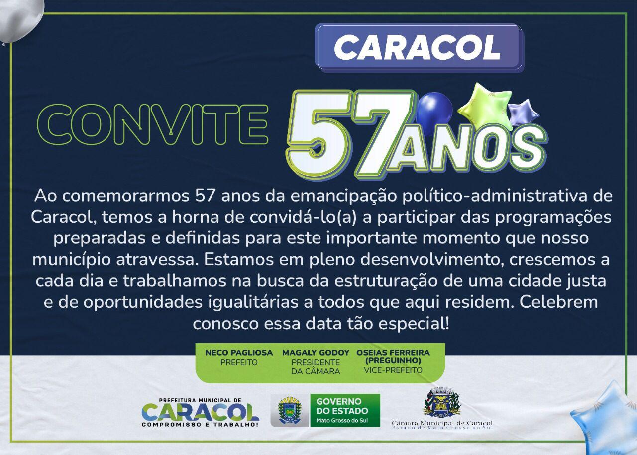 Caracol inicia comemorações dos 57 anos de emancipação nesta sexta-feira