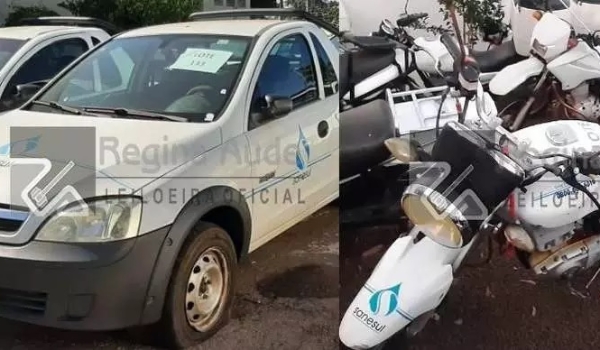 Falta pouco: leilão da Sanesul tem motos a R$ 1,6 mil e picape por R$ 8,9 mil