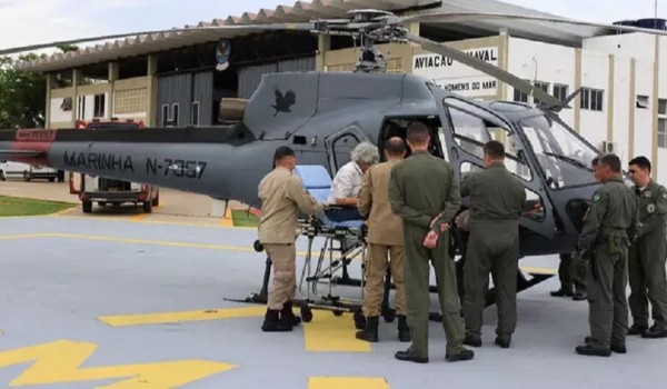 Mulher com lesão na coluna é resgatada por helicóptero no Pantanal 