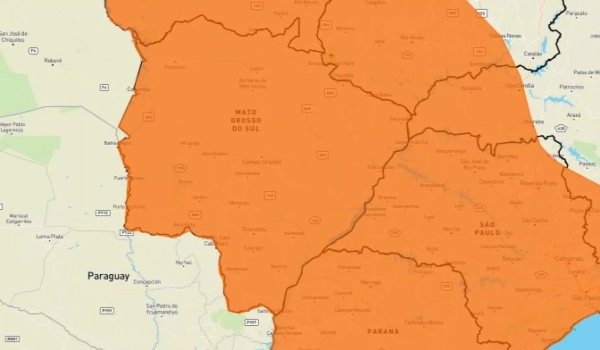 MS entra em alerta de queda de temperatura e tempestade e terá virada de tempo