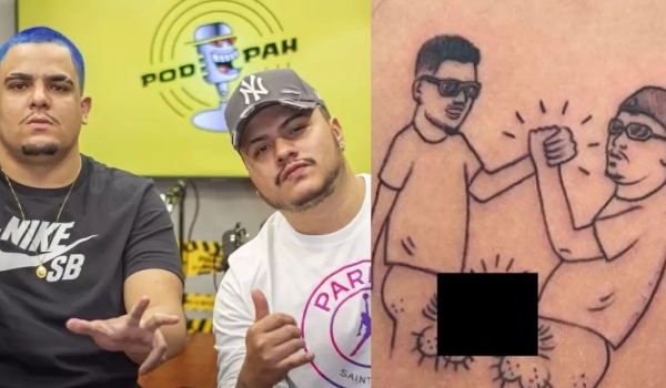 Apresentadores de podcast famoso cometem loucura e tatuam seus pênis se 'abraçando': 'coragem'