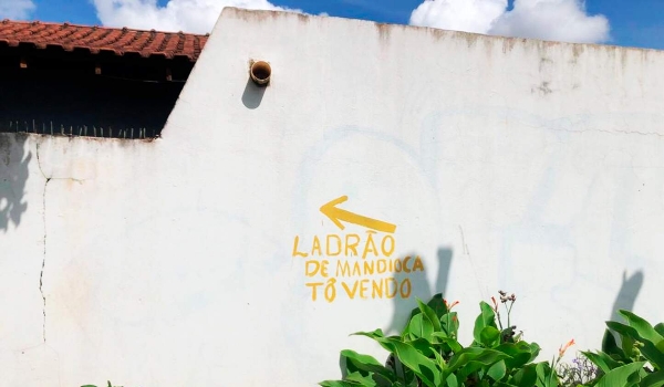 Cansado de perder mandioca, Helio deixou câmera e recado para ladrão