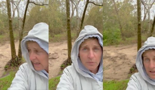 Ellen DeGeneres mostra correnteza das águas perto de sua casa após tempestades na Califórnia e ordem de evacuação 