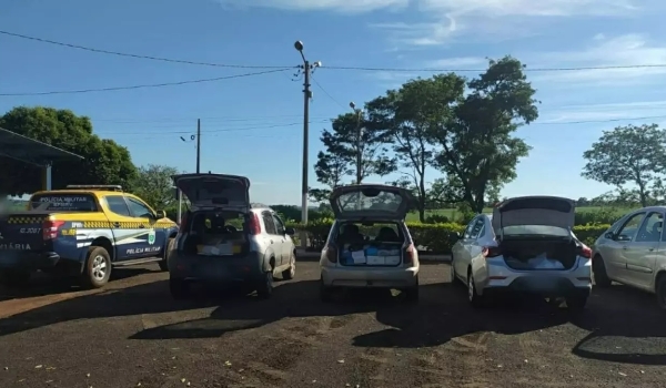 Quatro veículos carregados com contrabando são apreendidos na MS-386
