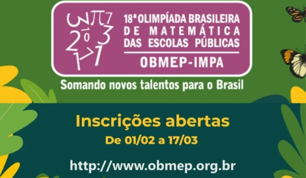 Escolas estaduais têm até 17 de março para se inscrever na 18ª Olimpíada Brasileira de Matemática