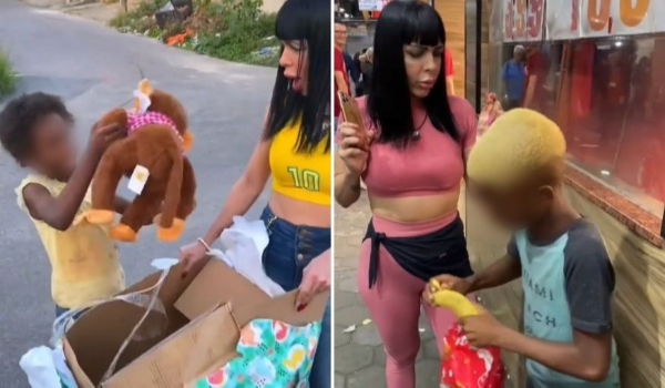 Influencers entregam banana e macaco de pelúcia a crianças negras; advogada aponta racismo recreativo