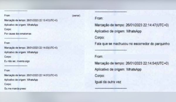 Mensagens trocadas mostram cobrança e armação de padrasto e mãe de Sophia, morta aos 2 anos 