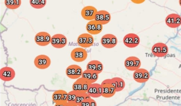 Mapa do calor: veja onde termômetro passou dos 40ºC em MS