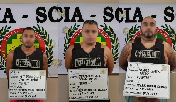 Foragidos no Brasil por assassinato e tráfico, três supostos membros do PCC são presos na Bolívia