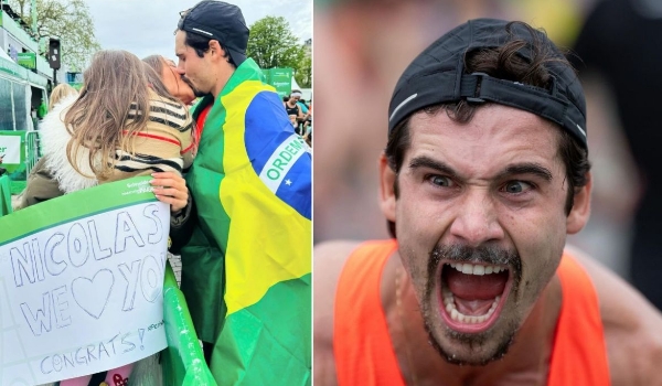 Nicolas Prattes faz Maratona de Paris em menos de 3h e celebra com Sabrina Sato