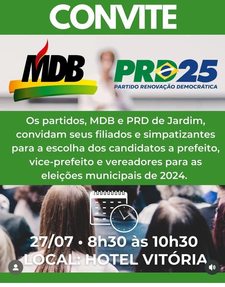MDB realiza convenção em Jardim para escolha de candidatos