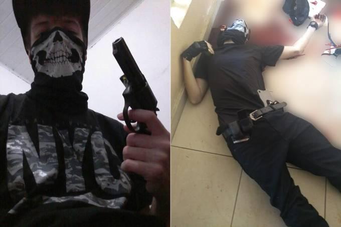 Atirador postou imagem com máscara e arma antes do crime