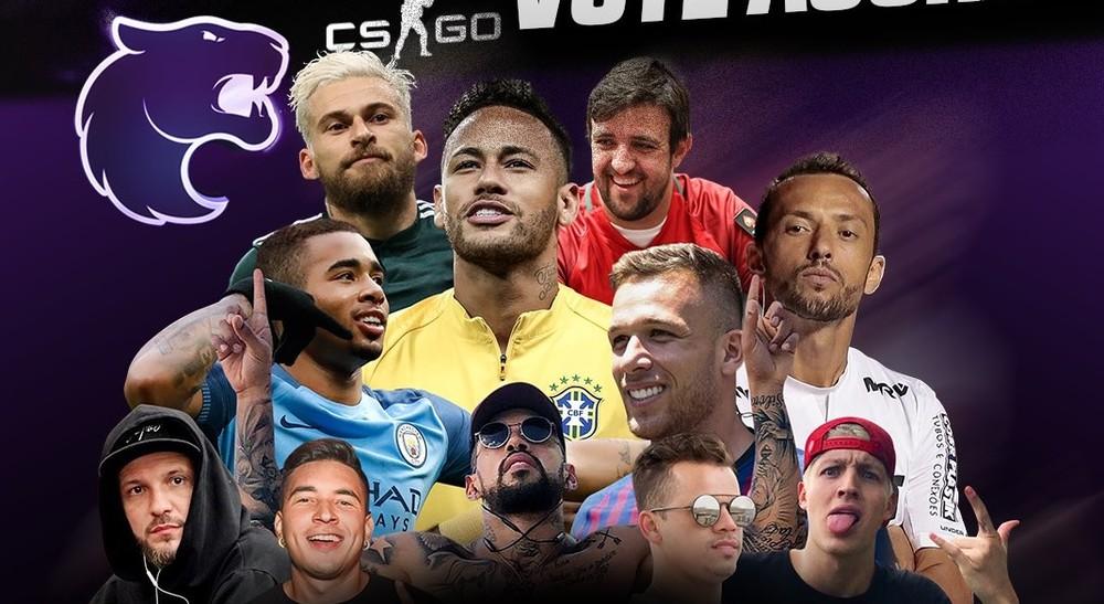 CS:GO: FURIA reúne Neymar, Gabriel Jesus, Nenê, Lucas Lima e Arthur em desafio do game