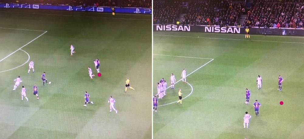 Imagem indica que, antes de golaço, Messi colocou bola metros à frente de onde sofreu falta