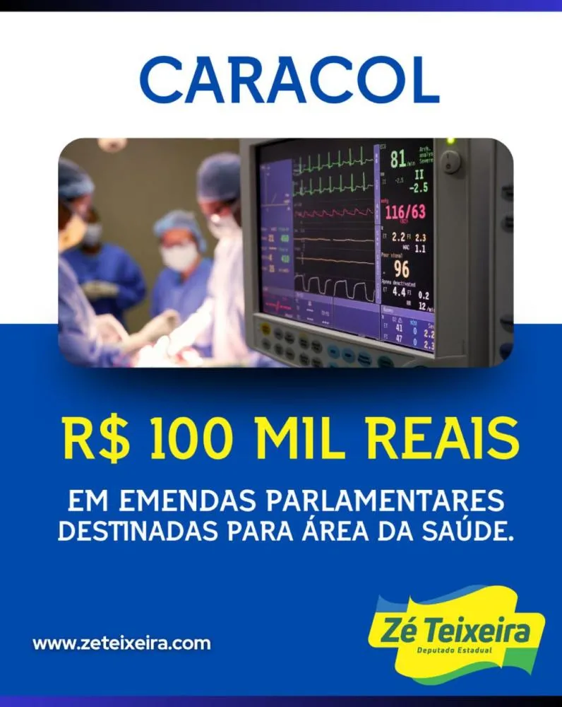 Deputado Zé Teixeira confirma emenda de R$ 100 mil para a Saúde de Caracol