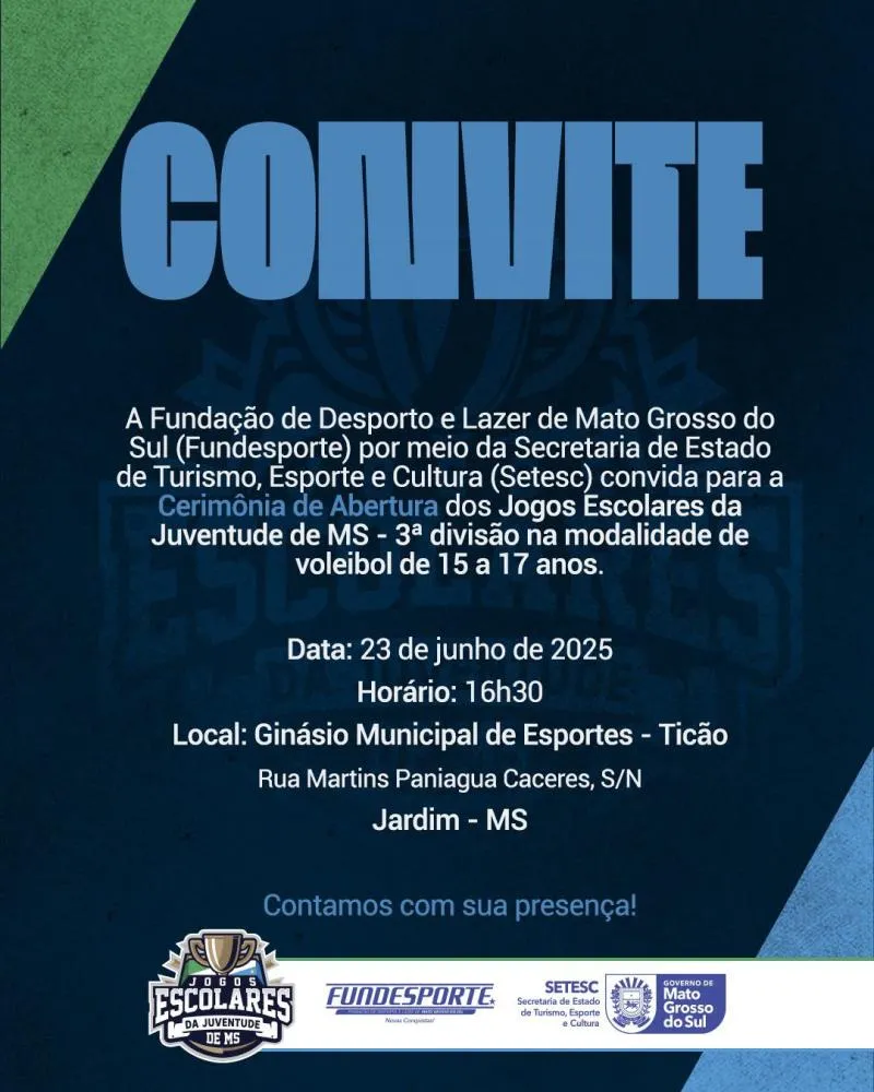 Jardim sedia abertura dos Jogos Escolares da Juventude de MS – 3ª divisão do vôlei juvenil