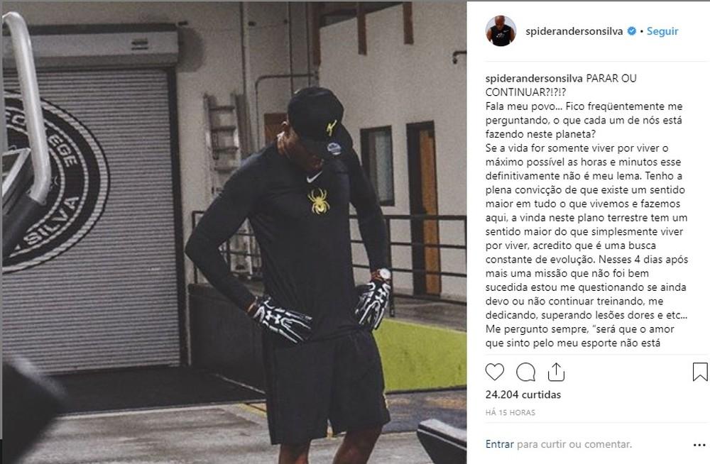 Spider faz post pondo em dúvida o seu futuro na luta