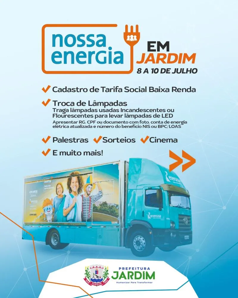 Jardim recebe projeto “Nossa Energia” com educação, economia e sorteio de geladeiras e ventiladores