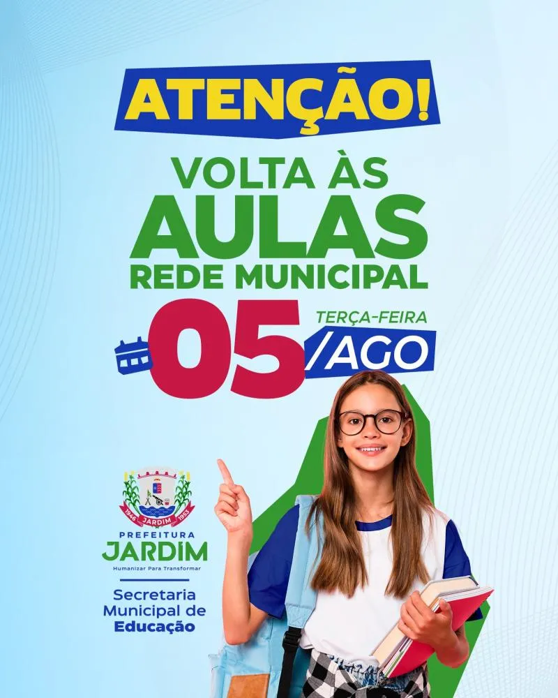 Rede Municipal de Jardim retoma aulas nesta terça-feira, 5 de agosto