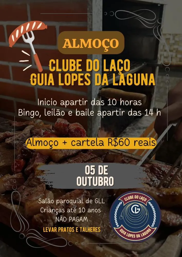 Clube do Laço Guia Lopes da Laguna promove Almoço Beneficente em outubro