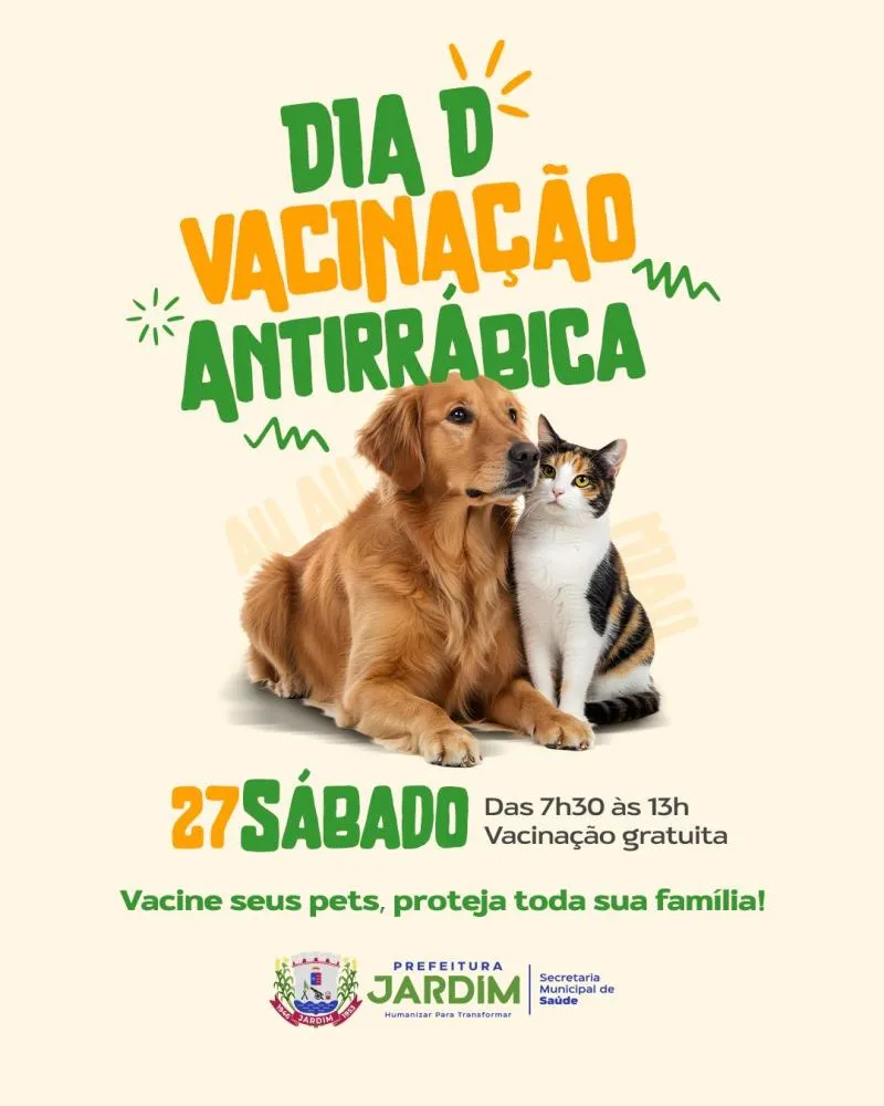Jardim realiza Dia D da Vacinação Antirrábica no próximo sábado