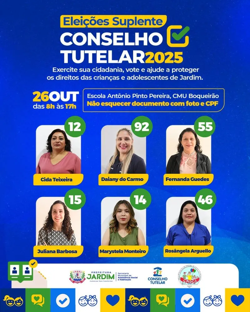 Eleição Suplementar do Conselho Tutelar acontece neste domingo em Jardim