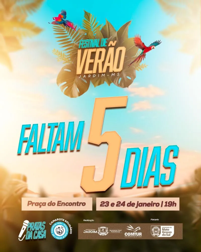 Festival de Verão em Jardim começa em cinco dias e expectativa cresce na cidade