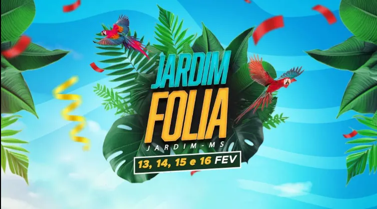 Jardim Folia 2026 acontece de 13 a 16 de fevereiro com programação para toda a família