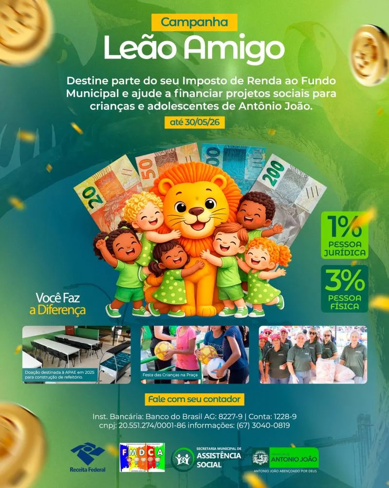 Leão Amigo: seu Imposto de Renda pode transformar o futuro de crianças em Antônio João