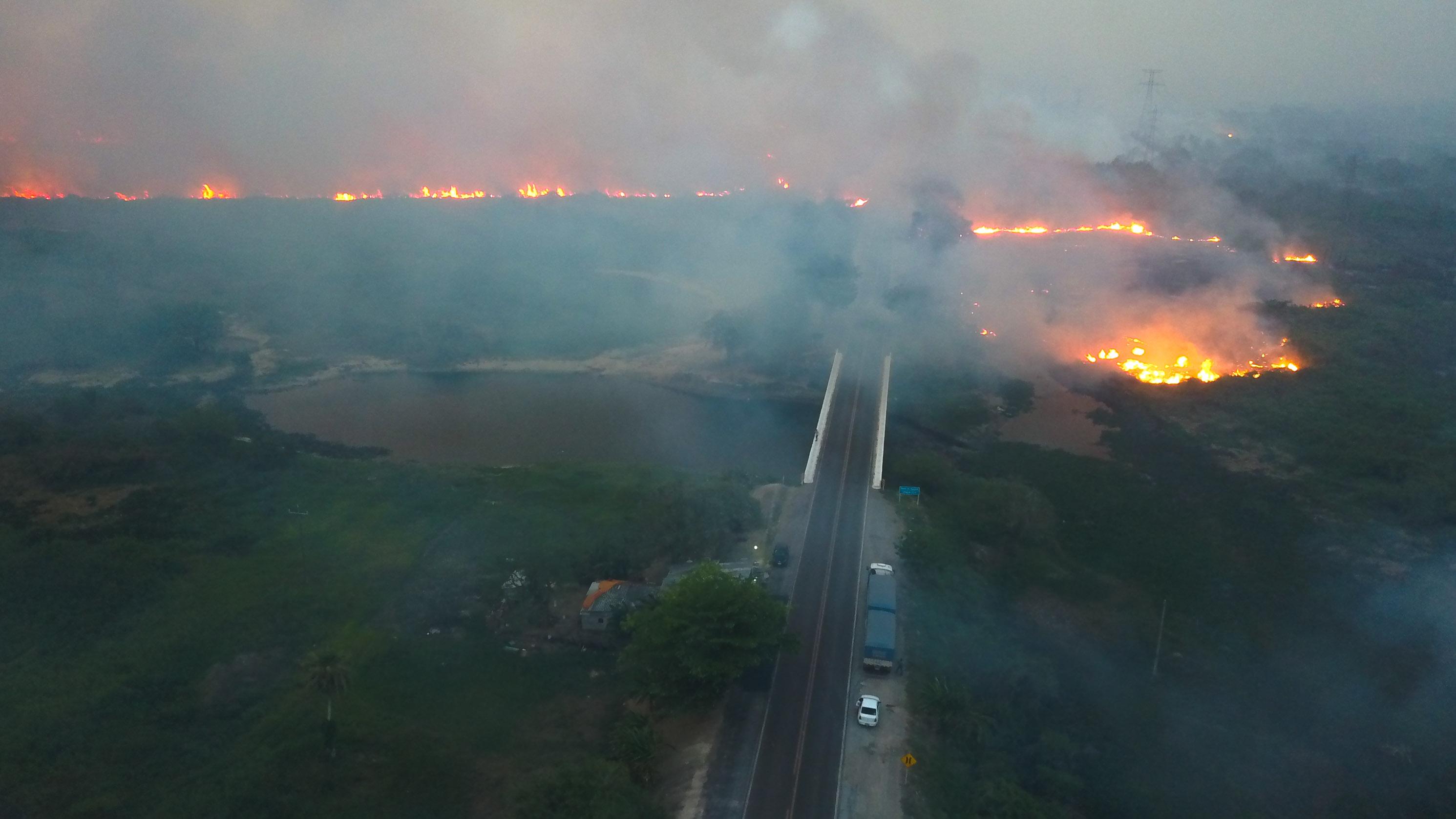 Com apoio de aeronaves, força-tarefa combate queimadas que já destruíram 50 mil hectares no Pantanal