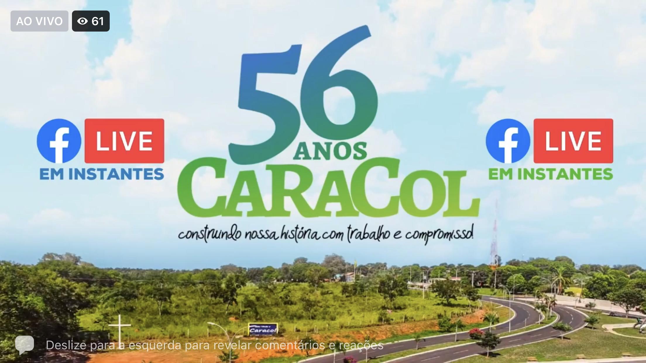 Prefeitura faz live em comemoração aos 56 anos de Caracol
