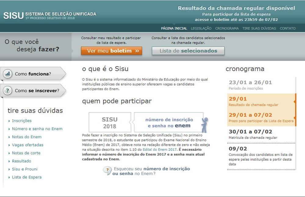 Listas de aprovados do SISU 2018 já podem ser consultadas